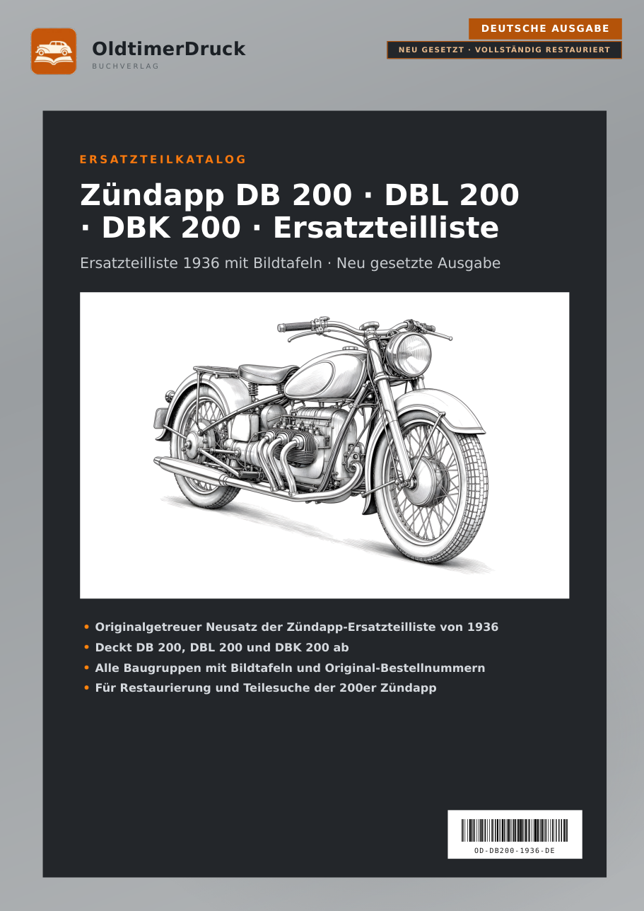 Cover Zündapp DB 200 · DBL 200 · DBK 200 · Ersatzteilliste