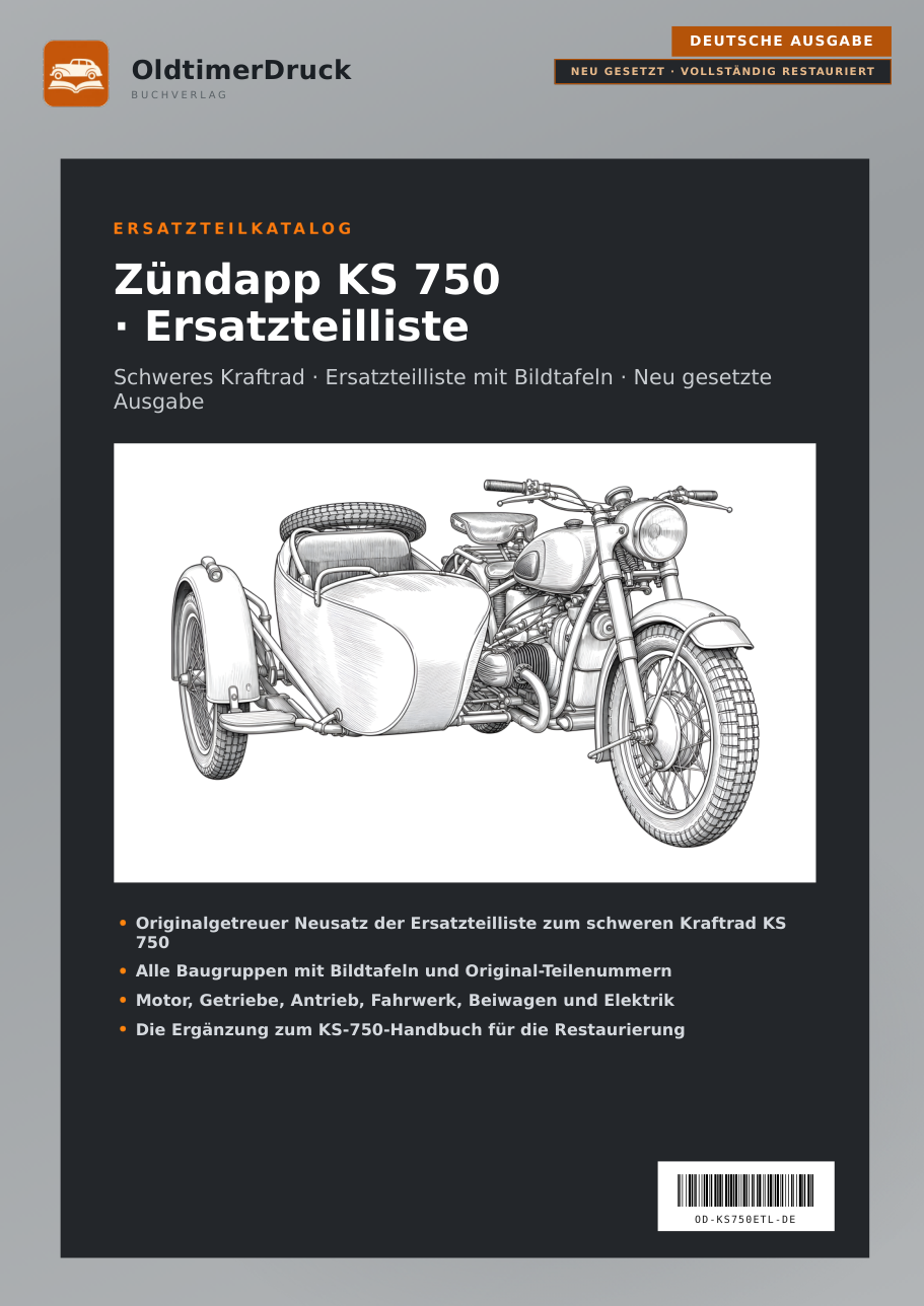 Cover Zündapp KS 750 · Ersatzteilliste